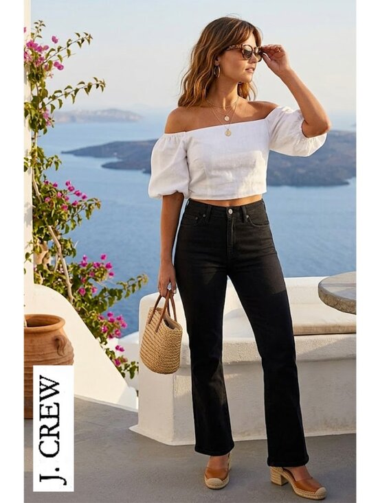 J. Crew Denim - J.CREW - High waist bootcut black ankle jeans
